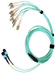 MPO-to-LC breakout cable assembly with color-coded legs